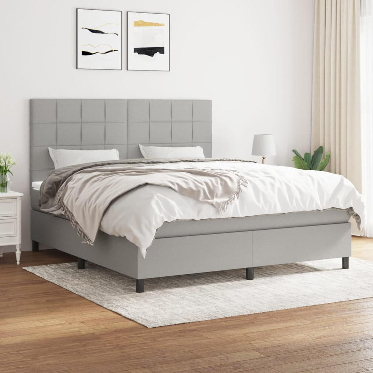 BOXSPRINGBETT 180/200 Cm Grau Gewebe - Grau, Textil (180/203cm) - vidaXL