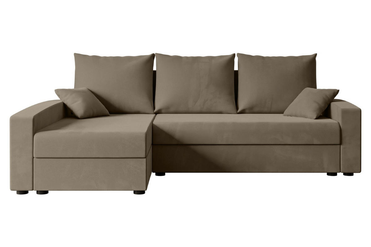 ECKSOFA mit Schlaffunktion und Bettkasten ALESIA-L 231x140x90 cm Braun Velours - Silberfarben/Braun, Holzwerkstoff/Kunststoff (231/140cm) - ALTDECOR