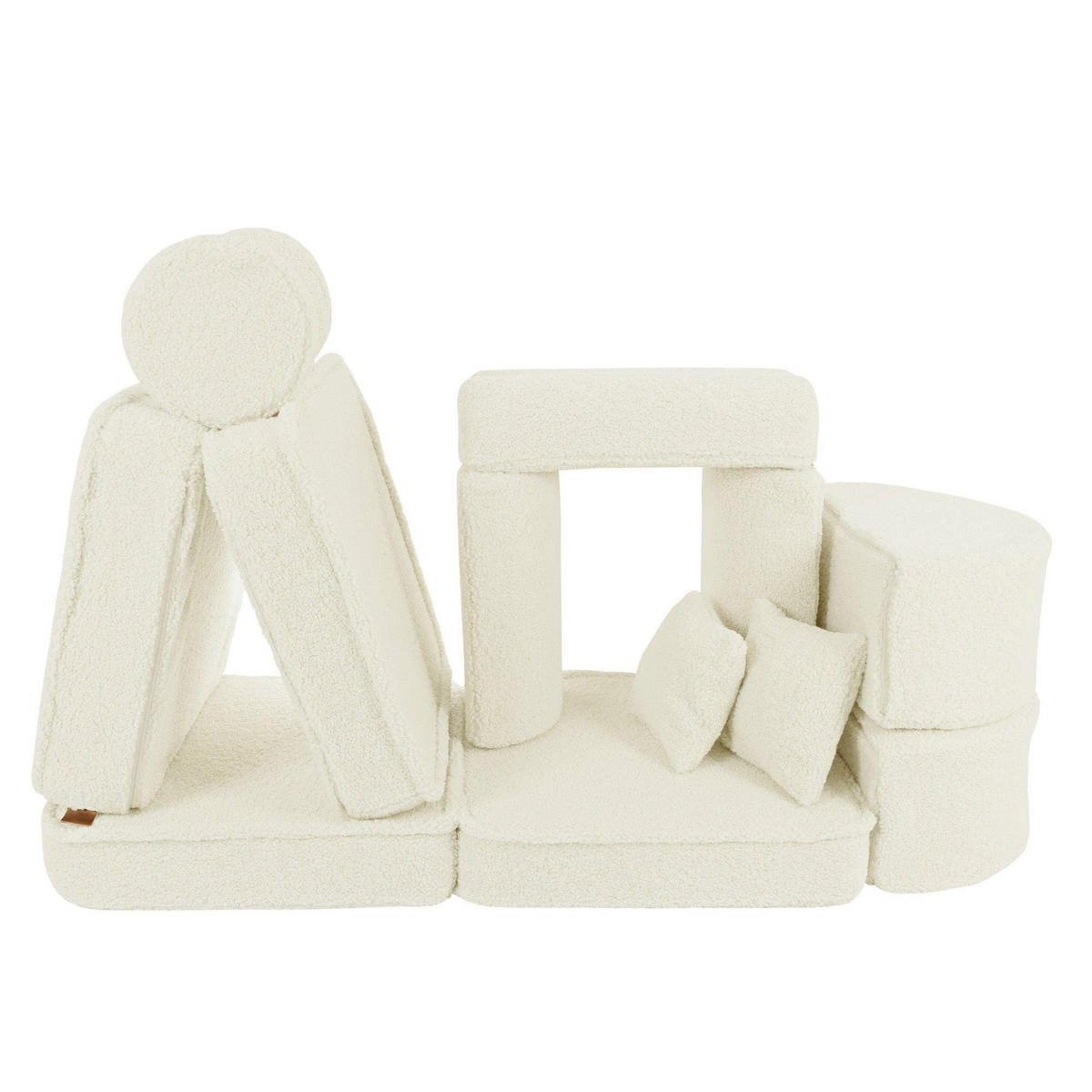 KINDERSOFA Pocket Max modular 12-tlg. aus Teddystoff in Creme - Creme, Textil (120/25/60cm) - MeowBaby