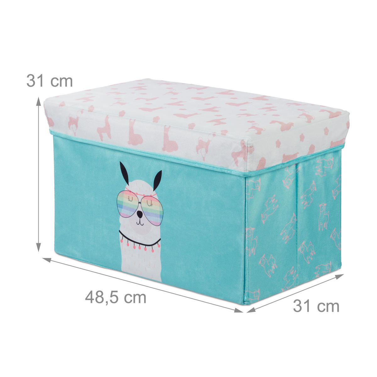 SITZBOX Kinder - Türkis, Holzwerkstoff/Textil (48.5/31/31cm) - Relaxdays