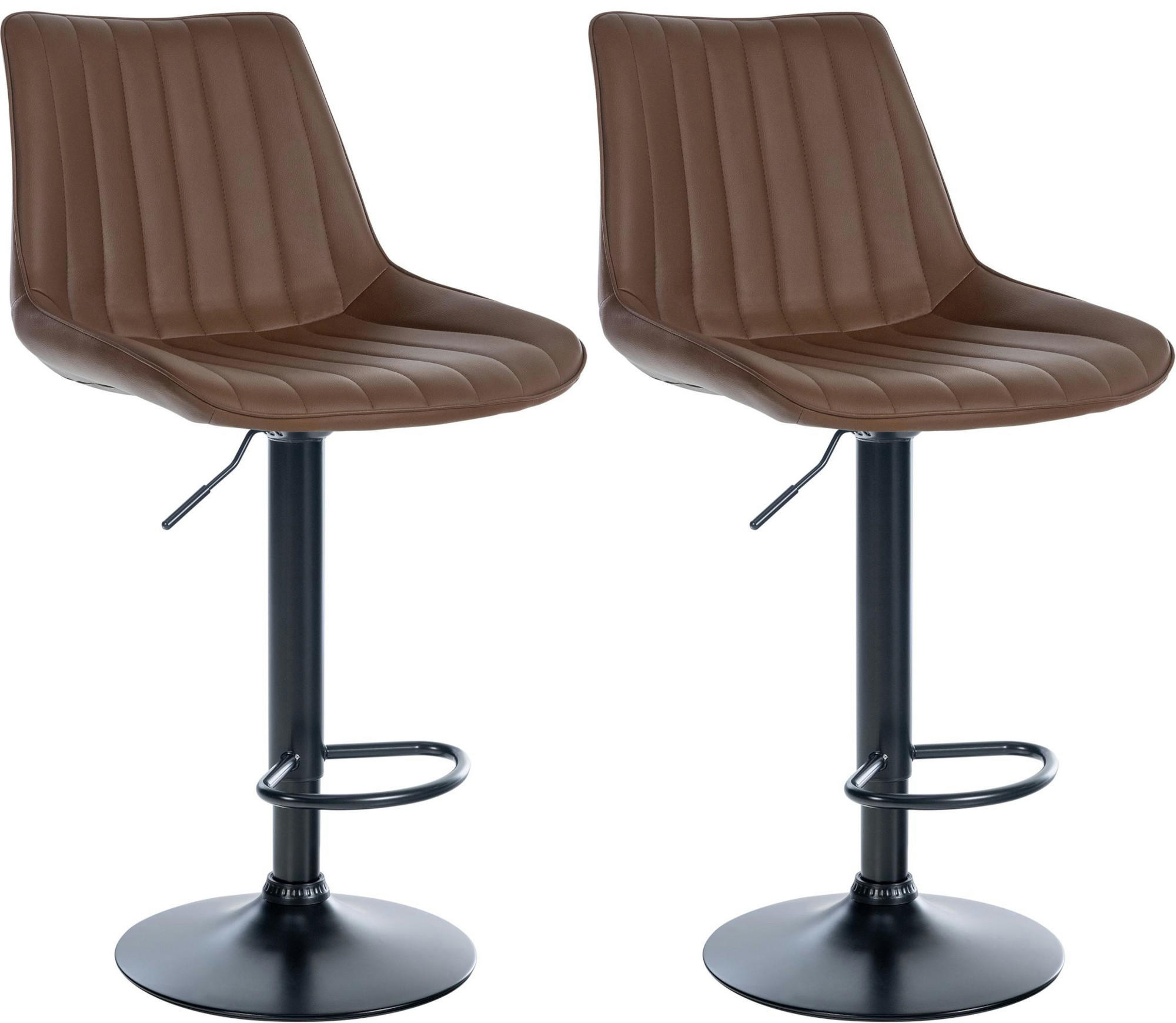 BARHOCKER 2er Set Lederlook braun - Braun, Textil/Metall (49.5/91/50cm) - CLP