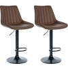 BARHOCKER 2er Set Lederlook braun - Braun, Textil/Metall (49.5/91/50cm) - CLP
