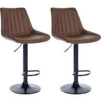BARHOCKER 2er Set Lederlook braun - Braun, Textil/Metall (49.5/91/50cm) - CLP