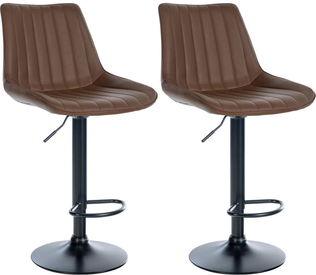 BARHOCKER 2er Set Lederlook braun - Braun, Textil/Metall (49.5/91/50cm) - CLP