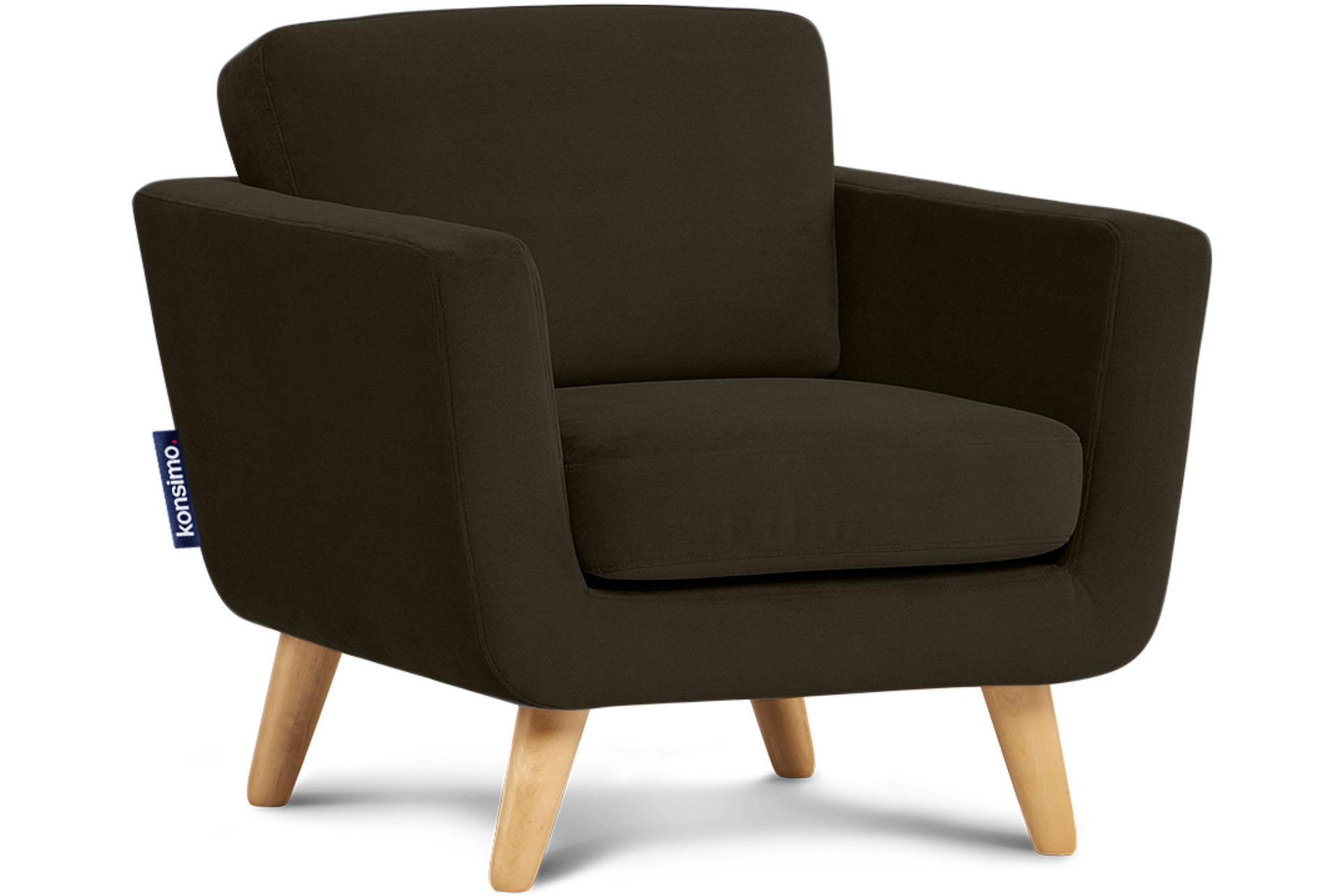 SESSEL TAGIO Massivholz-Beine, braun - Dunkelbraun/Braun, Buchenholz/Textil (86/80/88cm) - KONSIMO®