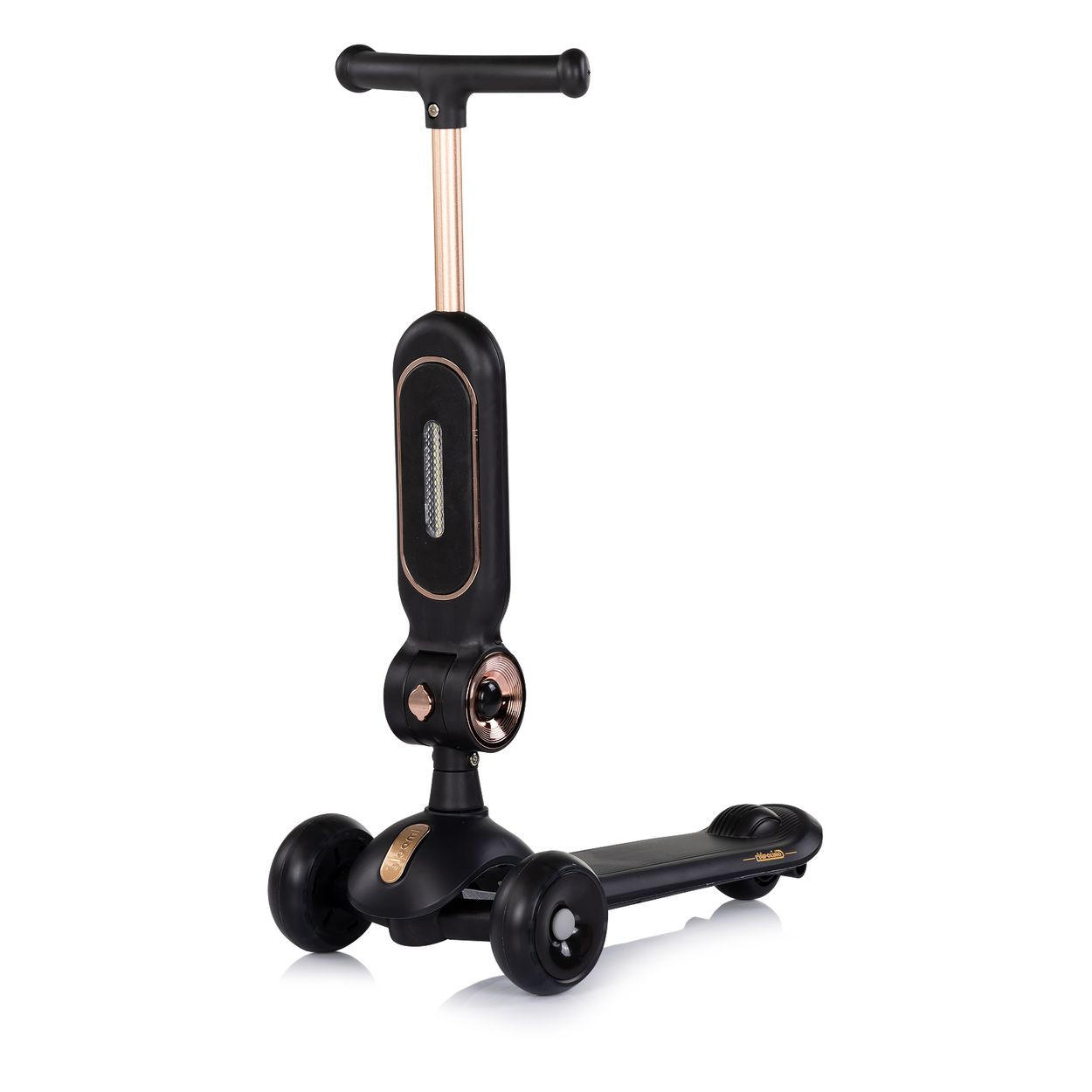 KINDERROLLER Bloomi 2 in 1 schwarz Laufrad Sitz PU-Räder Lichteffekte Bremse - Schwarz, Metall (46/28/77cm) - Chipolino