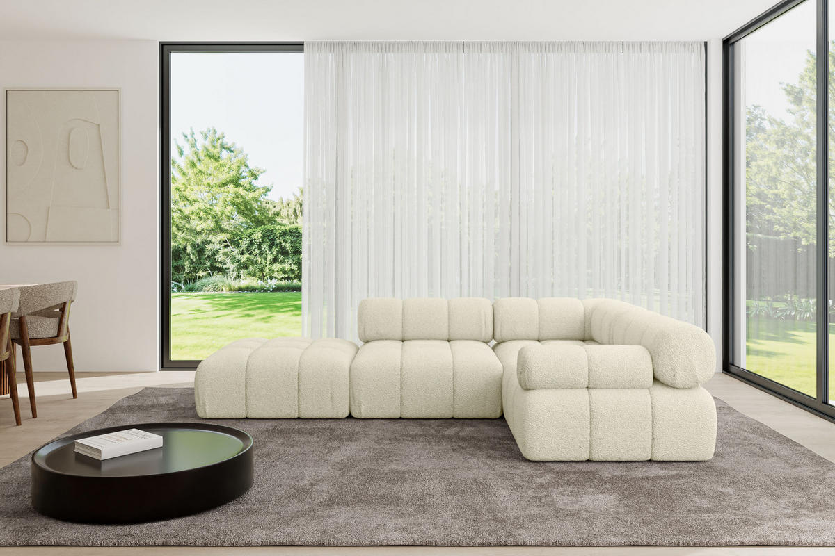 ECKSOFA modulares Sofa Felto-L1 - 285x190x70 cm Beige Bouclé - Beige, Holzwerkstoff/Textil (285/190cm) - ALTDECOR