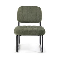 SESSEL khaki gepolstert schwarze Metallbeine und Chenille-Stoff - PAOLA - Schwarz/Grün, Textil/Metall (56/77/70cm) - Sicaan