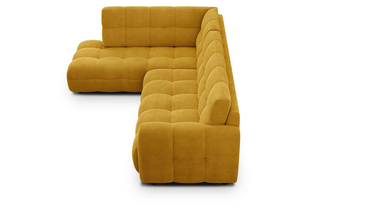 ECKSOFA MELLOW 5-Sitzer, safran - Gelb/Schwarz, Holz/Textil (283/191cm) - Courtois Laville