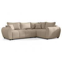 ECKSOFA L Form Malatya MAX Hellbraun 246/145/82 cm stilvolle mit Schlaffunktion R - Hellbraun/Schwarz, Kunststoff/Textil (235/175cm) - AX Living