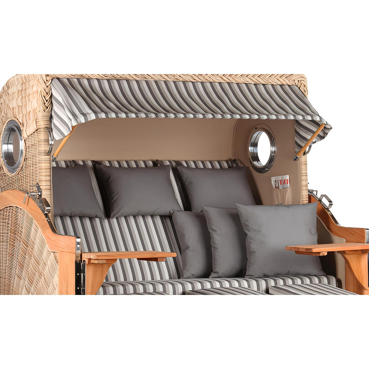 STRANDKORB XXL Baltikum mit Bullaugen - Braun/Grau, Metall (170/170/95cm) - Mr. Deko