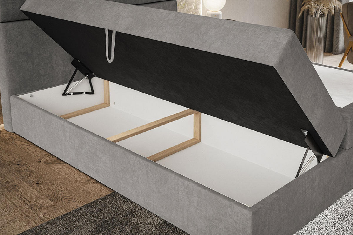 BOXSPRINGBETT mit Matratze 140x200 Coral, Samt, Bettkasten, Schwarz - Schwarz, Holz/Textil (140/200cm) - Emporius