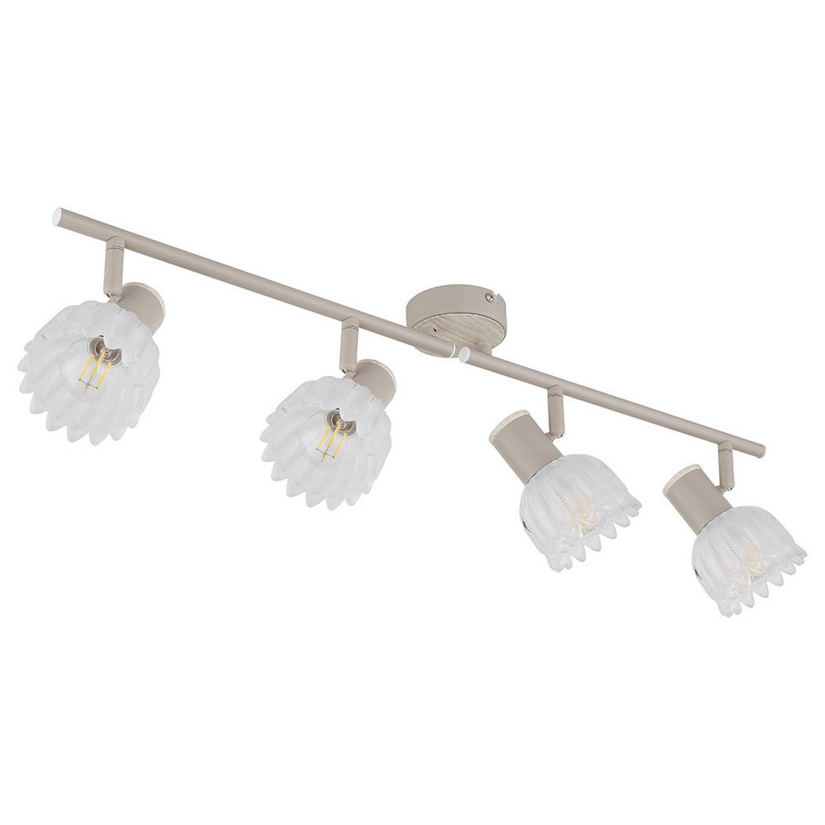 LED DECKENLEUCHTE Metall, Glas, sandfarben, bewegliche Spots - Bernsteinfarben, Glas (70/9/15.5cm) - Globo Lighting