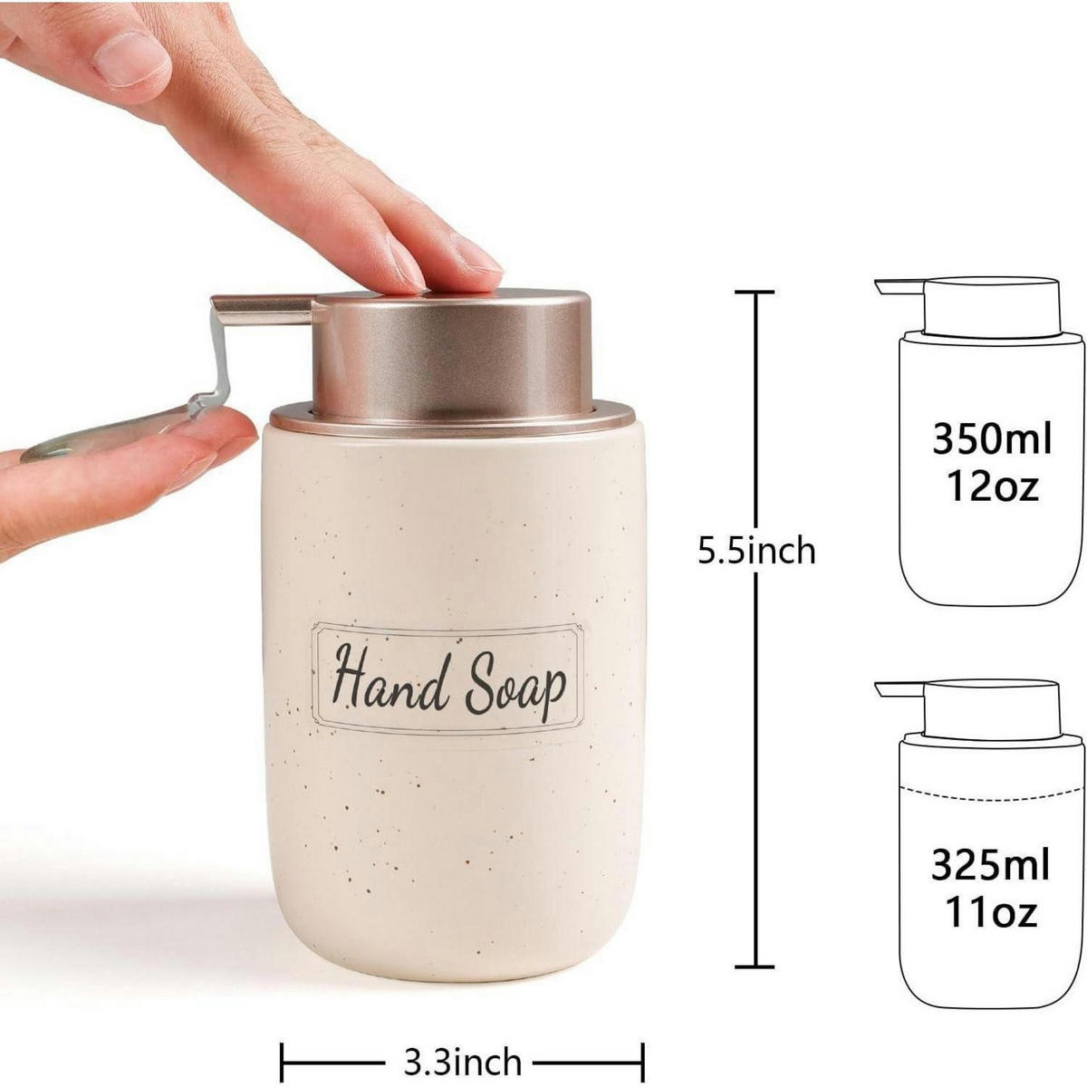 SEIFENSPENDER Keramik Cremebeige Sprenkel 350 ml - Creme, Keramik (8/14/8cm)