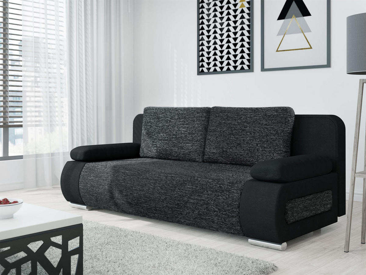 SCHLAFSOFA Emma - Schwarz, Holz/Kunststoff (200/77/92cm) - MIRJAN24