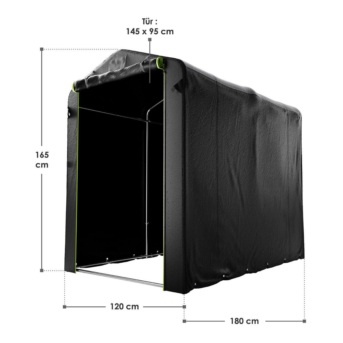 GERÄTEZELT S anthrazit 180/120/165 cm - Anthrazit, Metall (120/165/180cm) - Juskys