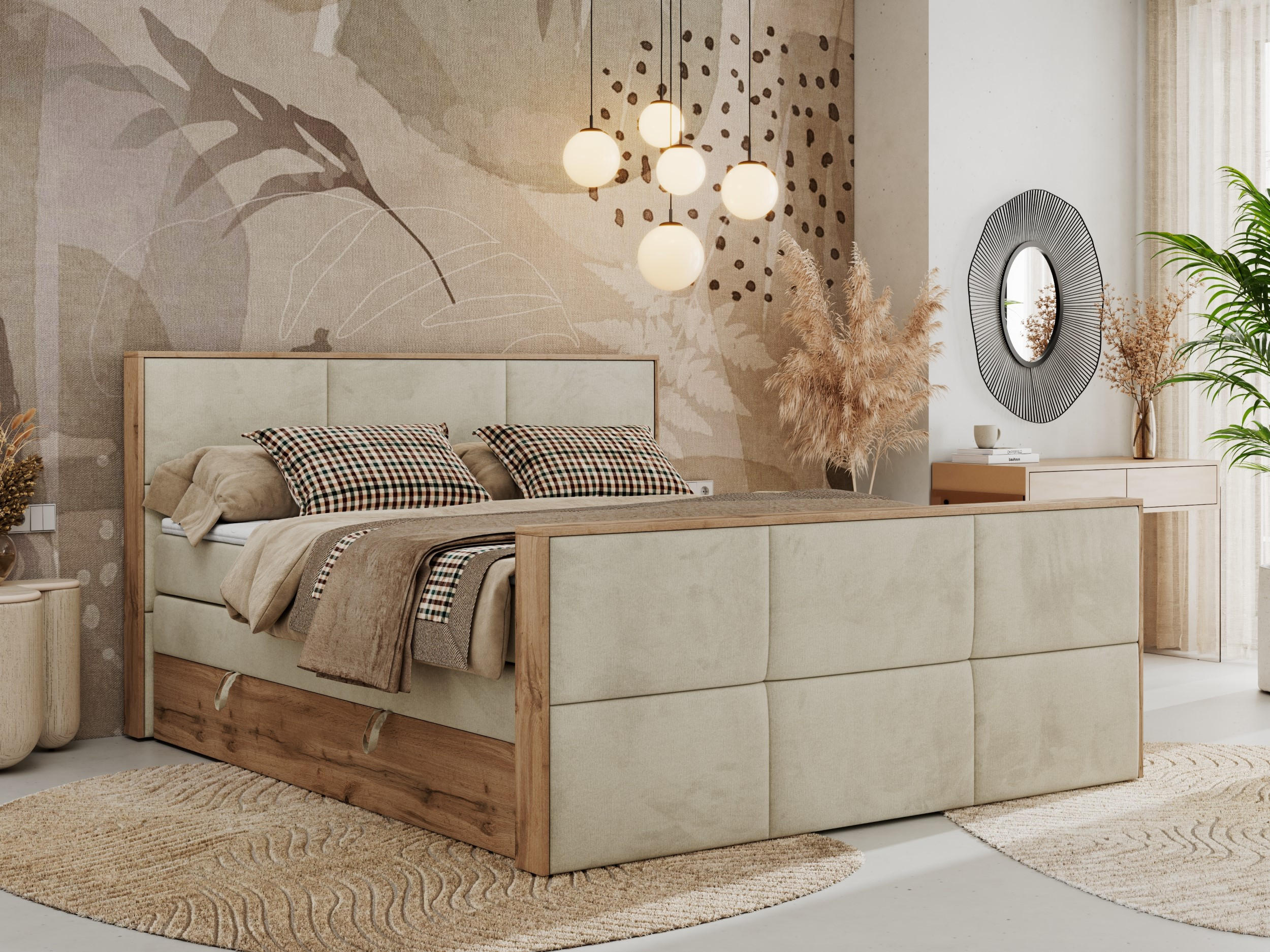 BOXSPRINGBETT ALBERO 2 KING DUO 120/200 Beige Velvet - H3 - Beige, Holz/Textil (120/200cm) - MKS