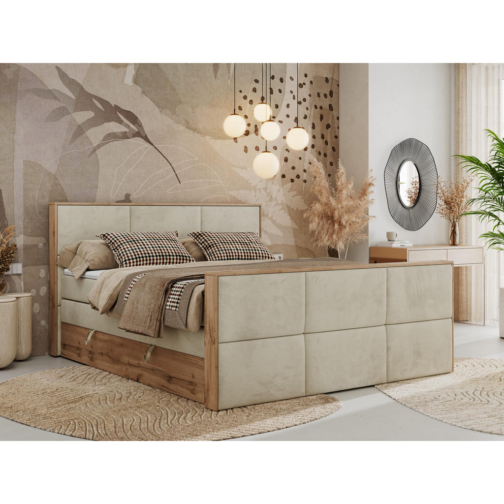Thumbnail - MKS Boxspringbett, Beige, Textil, 2-Sitzer, H3, Rechteckig, 180x200 cm, Oeko-Tex®, Schlafzimmer, Betten, Boxspringbetten