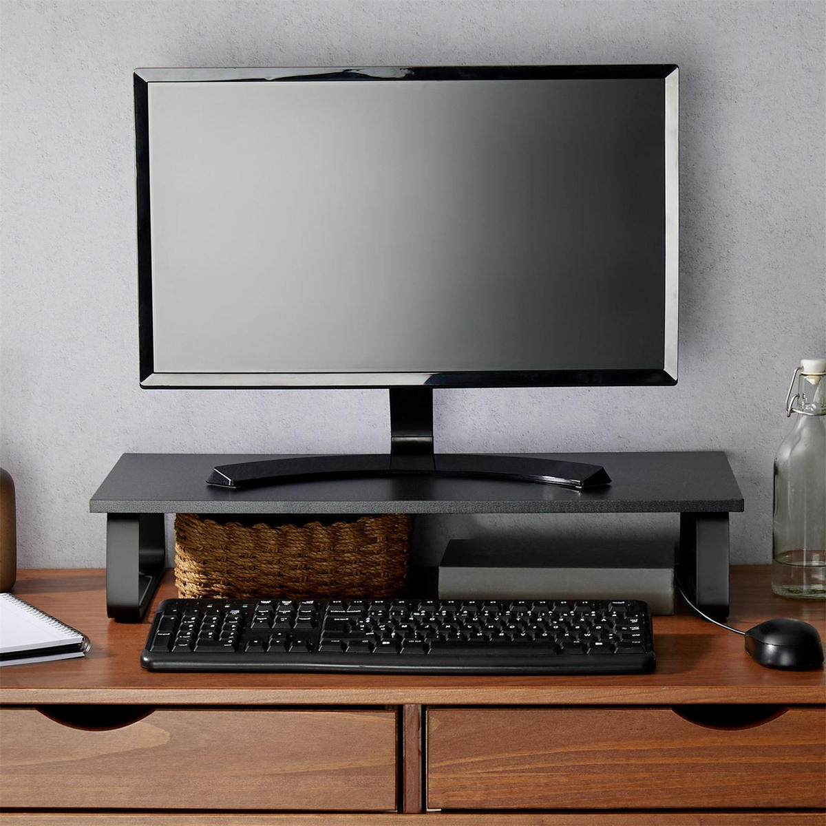 MONITORSTÄNDER STANFORD - Schwarz, Holzwerkstoff/Metall (26/60/12cm) - IDIMEX