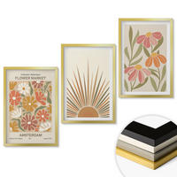 WANDBILDER 3er Set - 40x60 cm Goldrahmen - Pastellfarbene Sonnenblumen - Goldfarben, Kunststoff (40/60cm) - ArtPrintCave