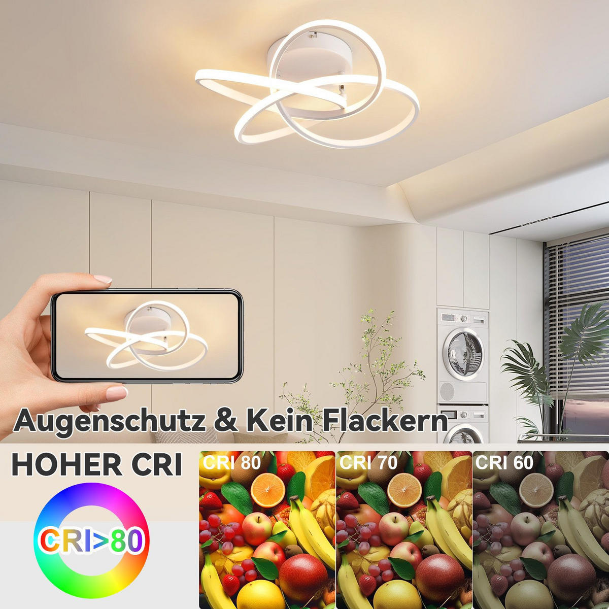 LED DECKENLEUCHTE FORD II 42/45/16 cm - Weiß, Metall (45/42/16cm) - Nettlife