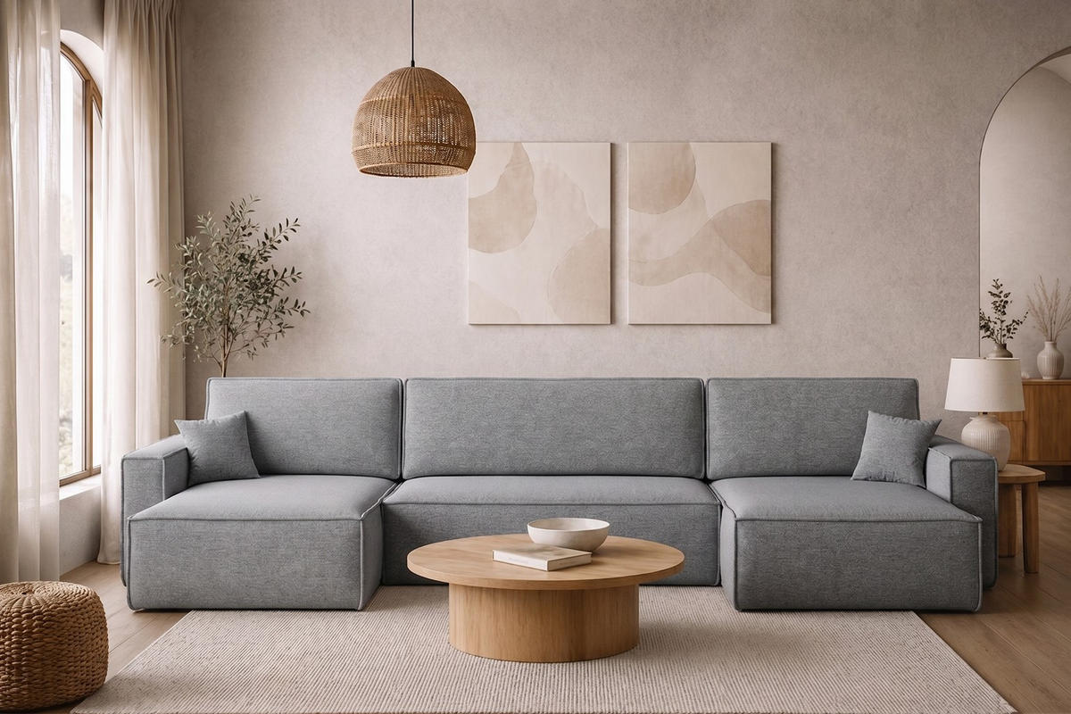 ECKSOFA Mit Schlaffunktion Und Bettkasten, Eckcouch BEST U XL Stoff Verita Stahl - Anthrazit, Holz (142/372cm) - Kaiser Möbel