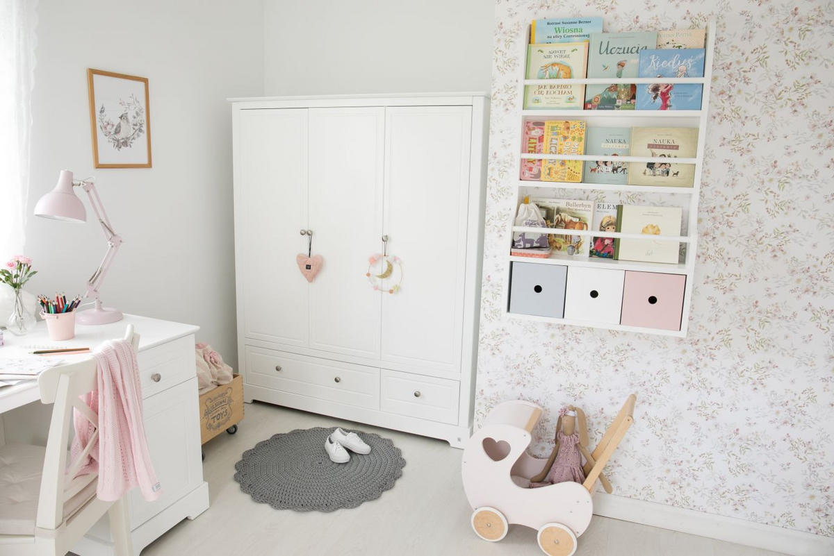 KINDERKLEIDERSCHRANK Marylou, 3-türig - Weiß, Holzwerkstoff (147/175/52cm) - RAUMHIRSCH FURNITURE