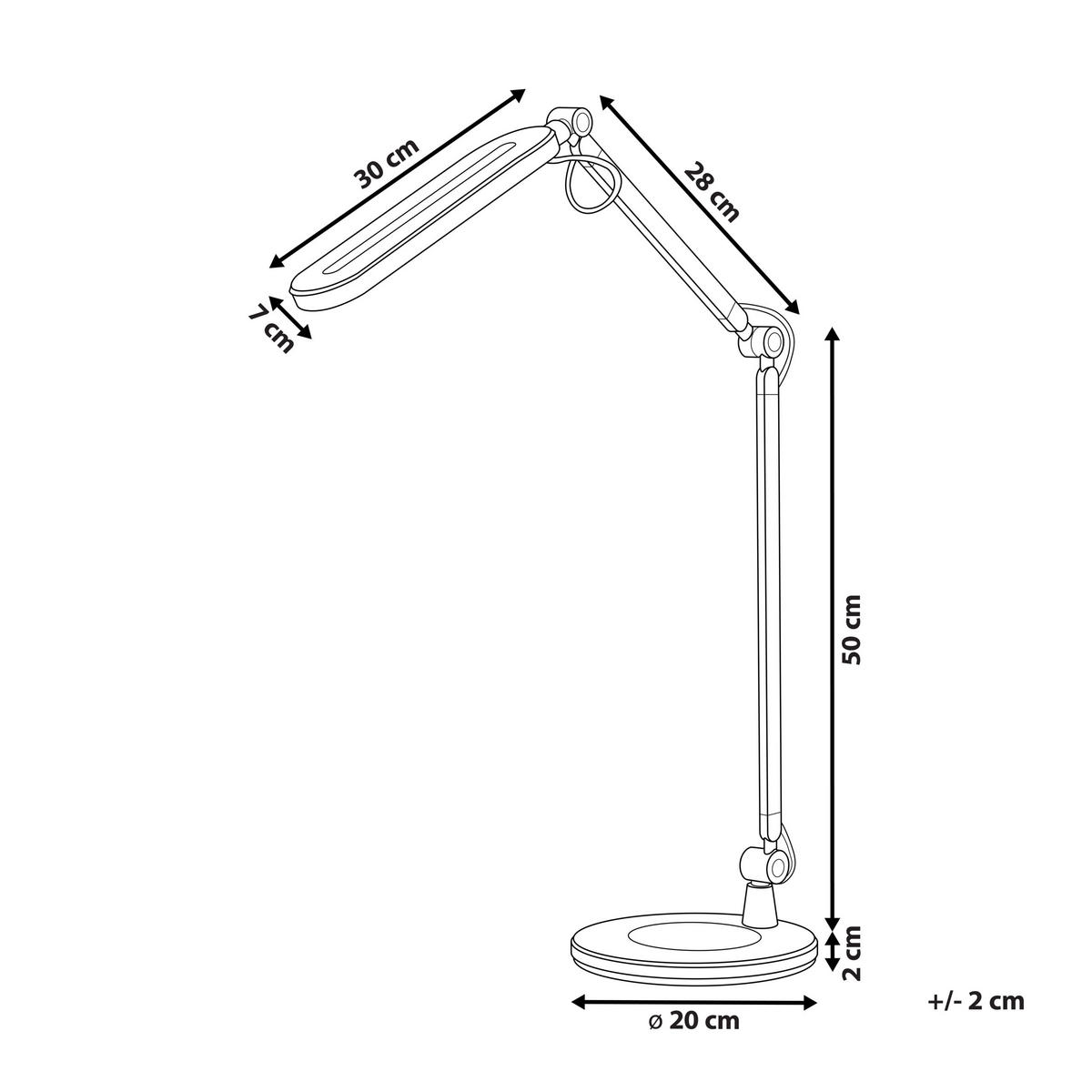 SCHREIBTISCHLAMPE Grus 20/30/80 cm - Silberfarben, Metall (20/30/80cm) - Beliani