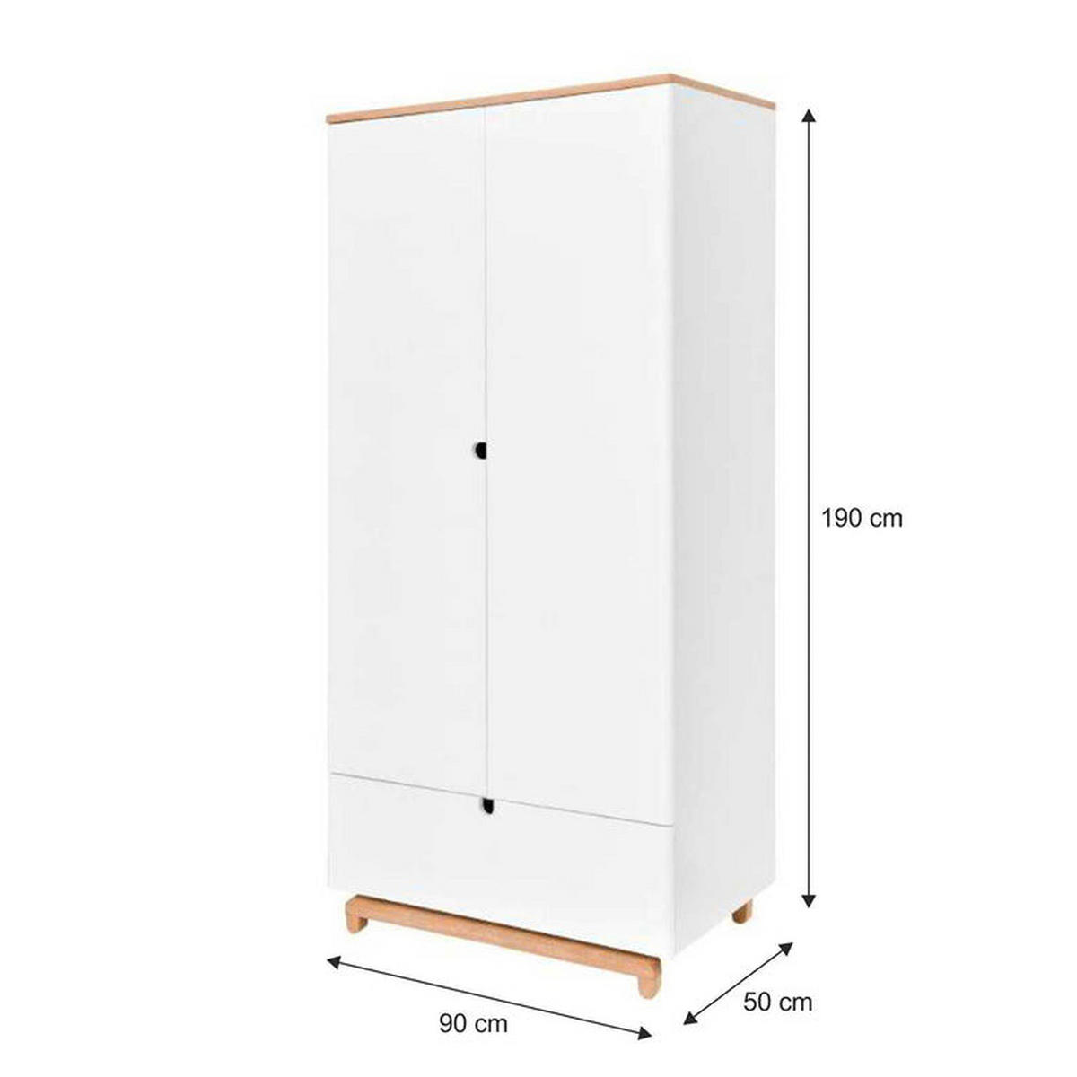SKRIŇA 2 dvere Biela a drevo - biela, kompozitné drevo (90/109/50cm) - Petits-meubles