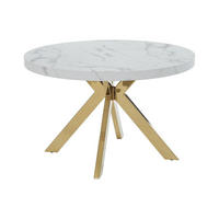 ESSTISCH - ausziehbar - 4 bis 8 Personen - MDF & Stahl - Marmor-Optik Weiß & Goldfarben - KOMONI - Weiß, Holz (120/220/76cm) - Vente-Unique
