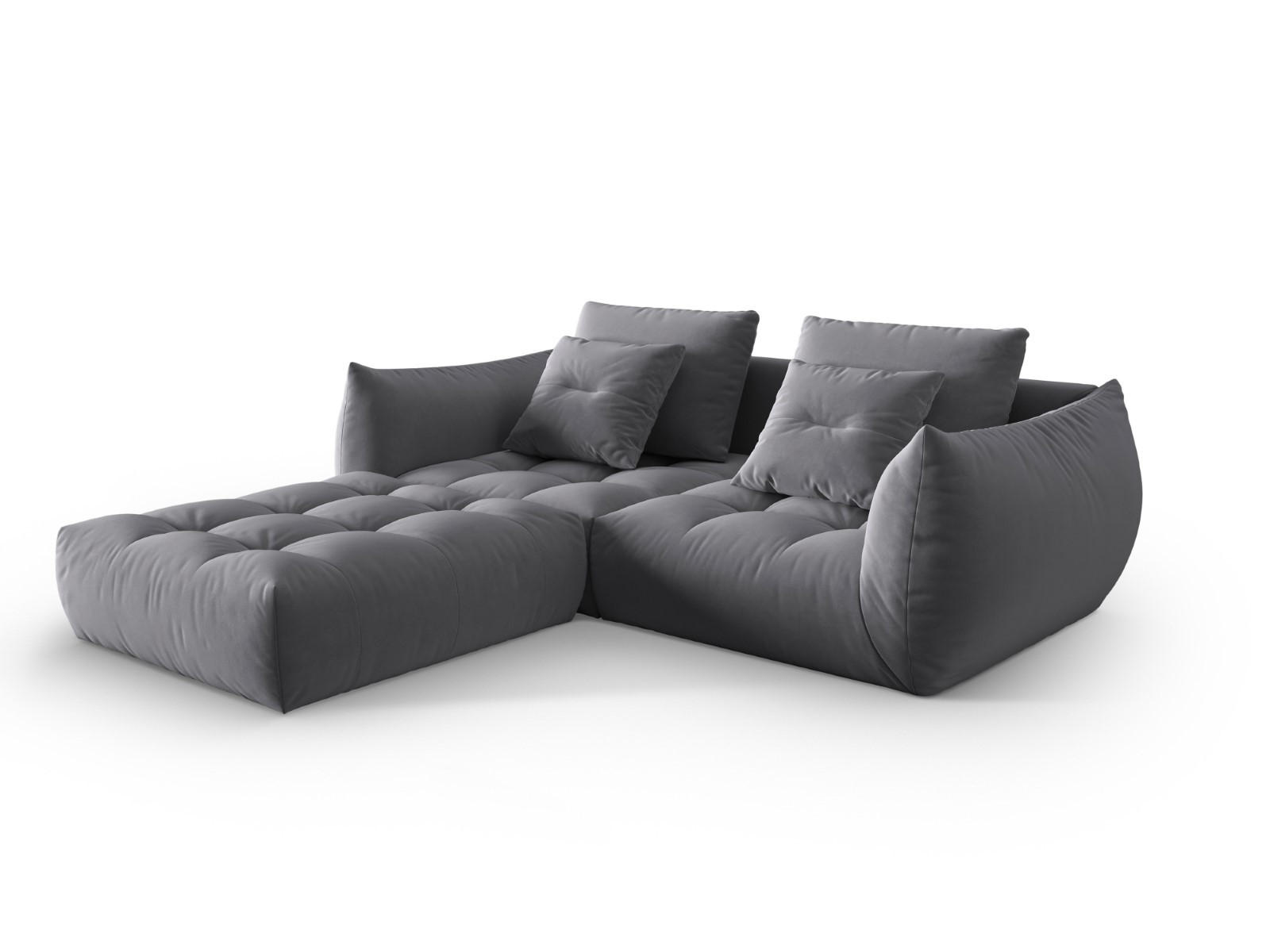 SOFA modular Bloom aus Samt dunkelgrau 3 Sitzplätze - Dunkelgrau, Textil (216/232cm) - Micadoni