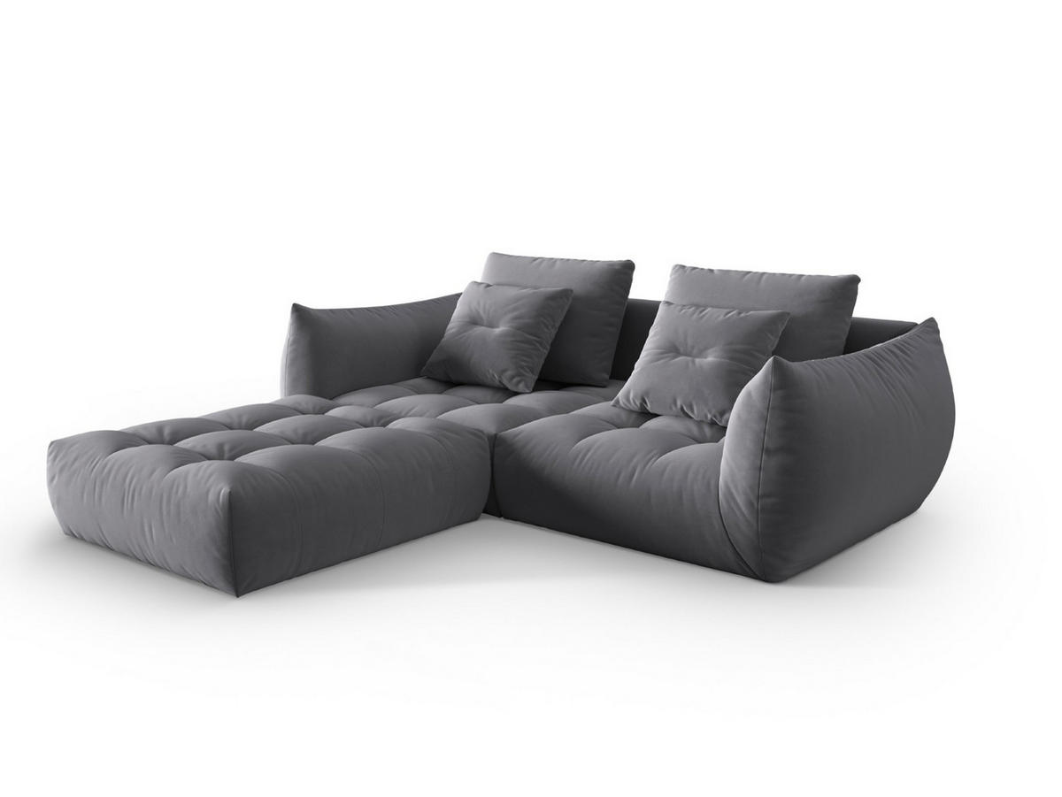 SOFA modular Bloom aus Samt dunkelgrau 3 Sitzplätze - Dunkelgrau, Textil (216/232cm) - Micadoni