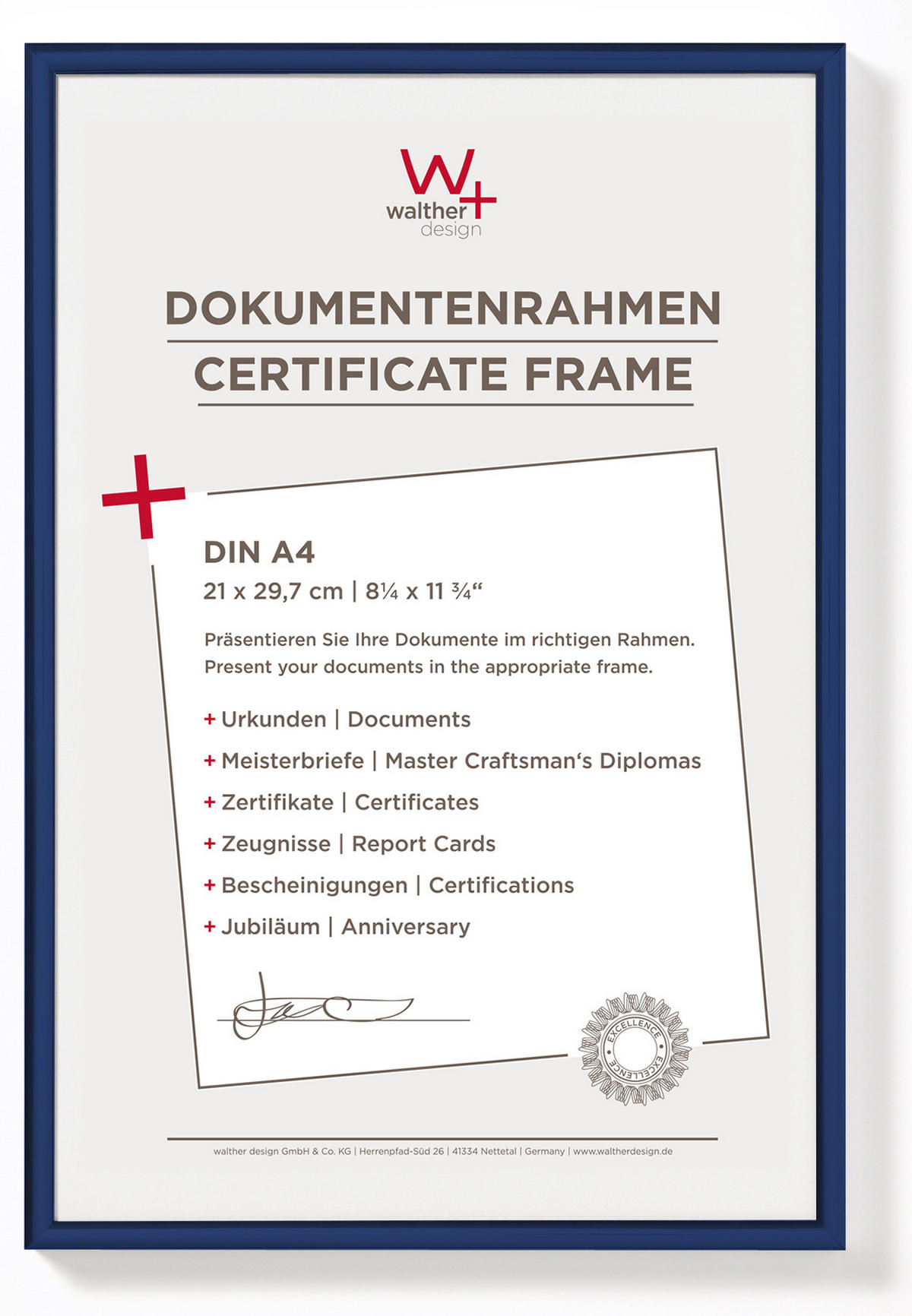 KUNSTSTOFFRAHMEN New Lifestyle Kst.Rahmen 21x29,7 cm blau - Blau, Kunststoff (22.2/31/1.4cm) - walther design