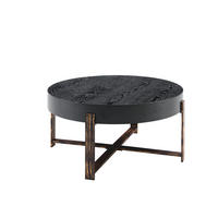 COUCHTISCH aus MDF und Metall Ø68x36 cm in Schwarz mit Kreuzgestell - Schwarz, Holzwerkstoff (68/68/36cm) - Modfu