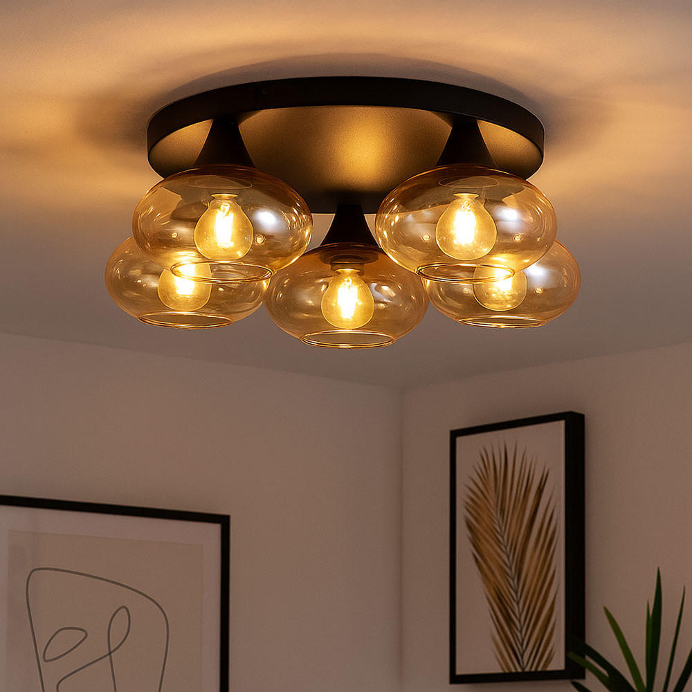 Thumbnail - Led, Schwarz, Glas, Rund, 49x15x49 cm, Lampen & Leuchten, LED Beleuchtung, LED-Deckenleuchten