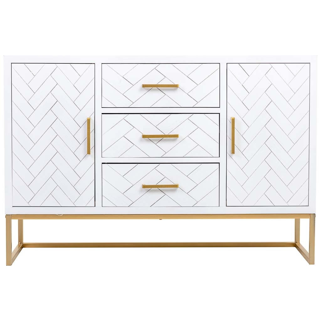 SIDEBOARD mit 3 schubladen und 2 türen aus holz und metall 120x40x81 cm - Weiß, Holz (120/81/40cm) - Wanderlust