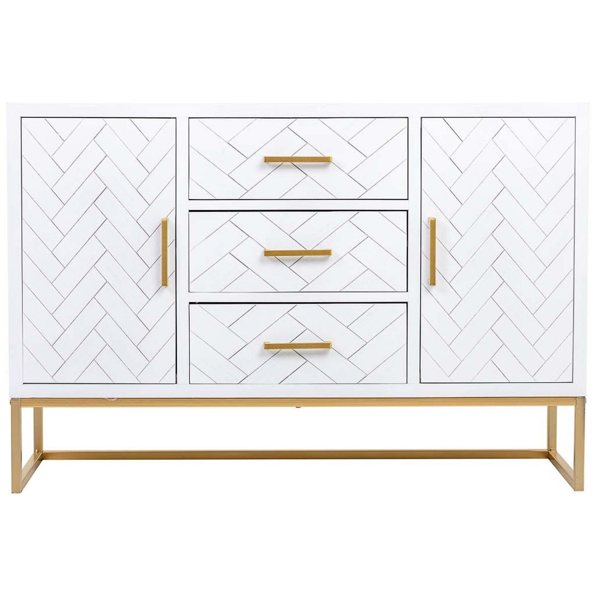 SIDEBOARD mit 3 schubladen und 2 türen aus holz und metall 120x40x81 cm - Weiß, Holz (120/81/40cm) - Wanderlust