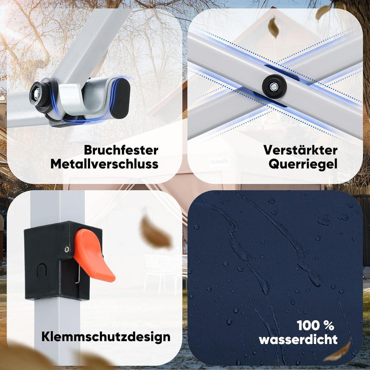 FALTPAVILLON 3x3 m mit 4 Seitenteilen Blau - Dunkelblau, Textil (300/265/300cm)