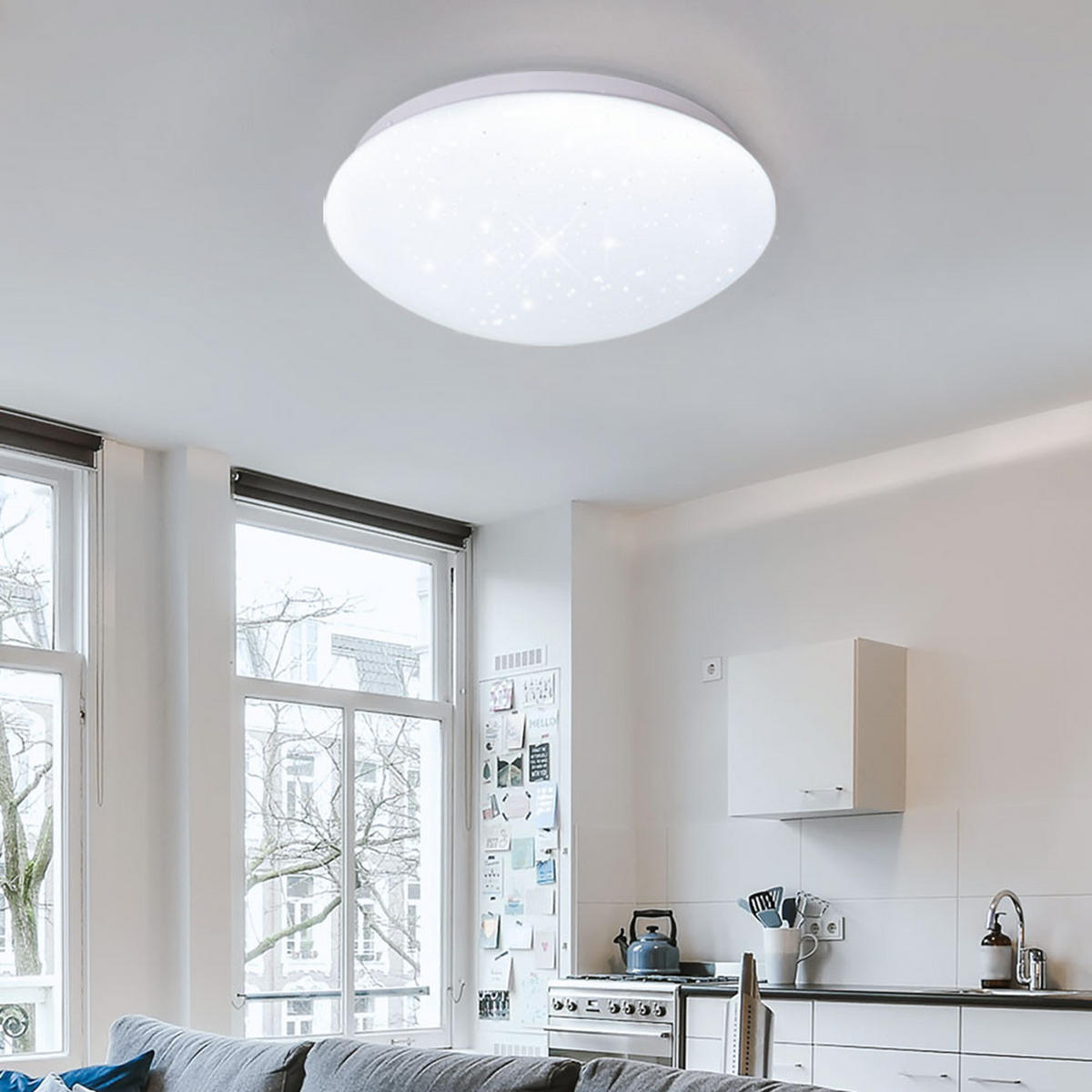 LED DECKENLEUCHTE Weiß Sternenhimmel Effekt - Weiß, Metall (29/9.2/9.5cm)