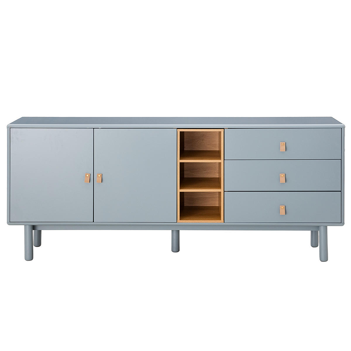 SIDEBOARD - MDF / Spanplatte - Blaugrau/Braun, Holz/Holzwerkstoff (180/75/40cm) - home24