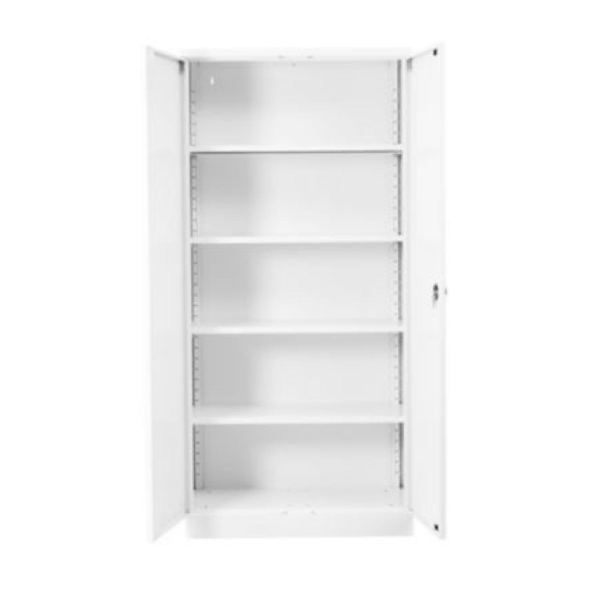 STAHLSCHRANK Bee mit 9 lackierten Fachböden 195x92x50 cm Korpusfarbe Verkehrsweiß Frontfarbe Verkehrsweiß - Weiß, Metall (92/195/50cm)