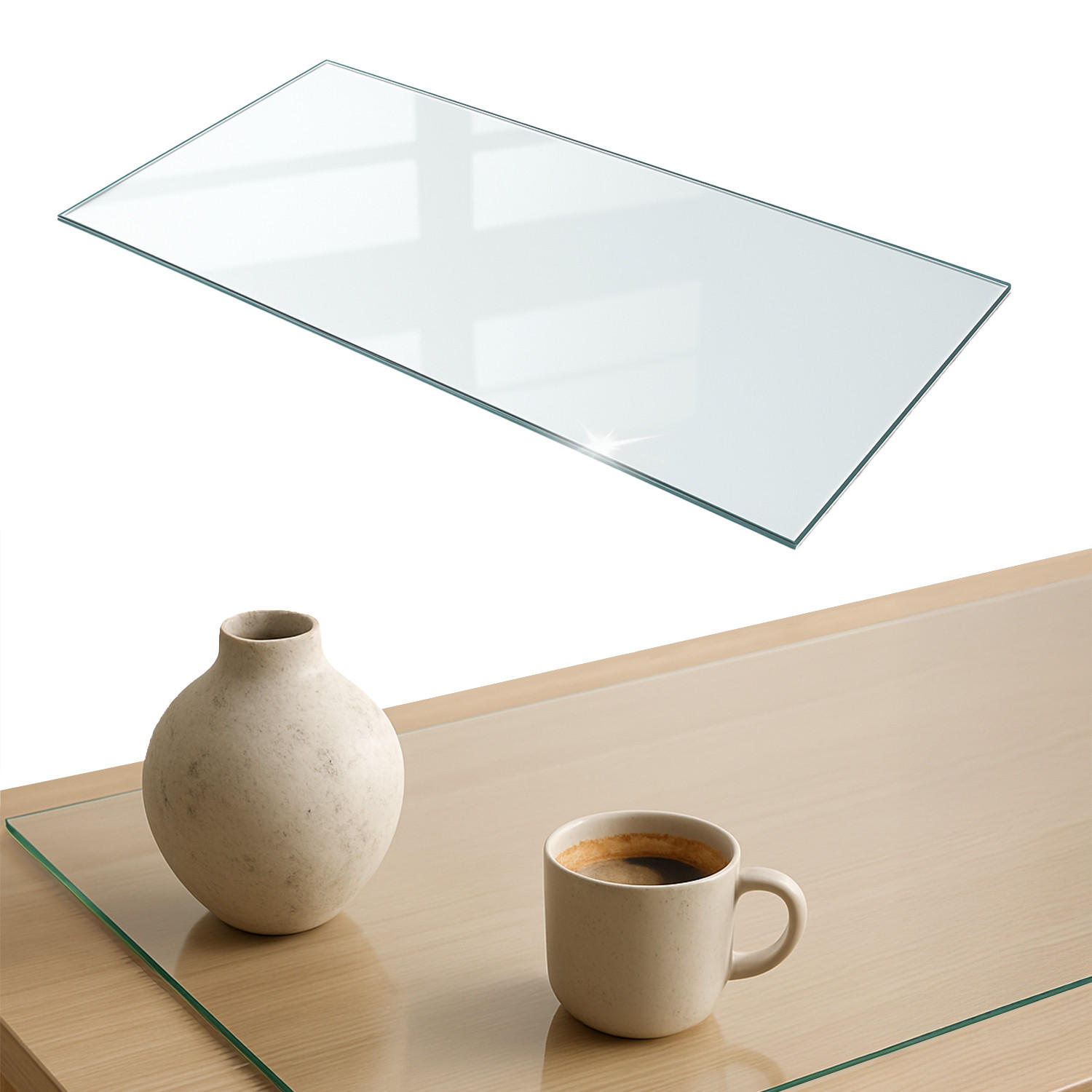 TISCHPLATTE 80x60 cm transparent - Transparent, Glas (50/100/0.4cm) - Wallfluent