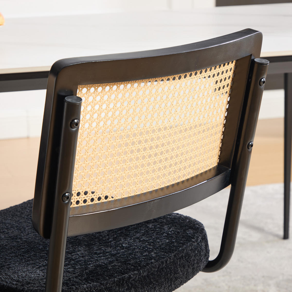 SCHWINGSTUHL DE-36881 2er-Set mit Rattan-Rückenlehne und Chenille-Sitz Schwarz - Schwarz, Metall (58/86/46cm) - ComfortXL