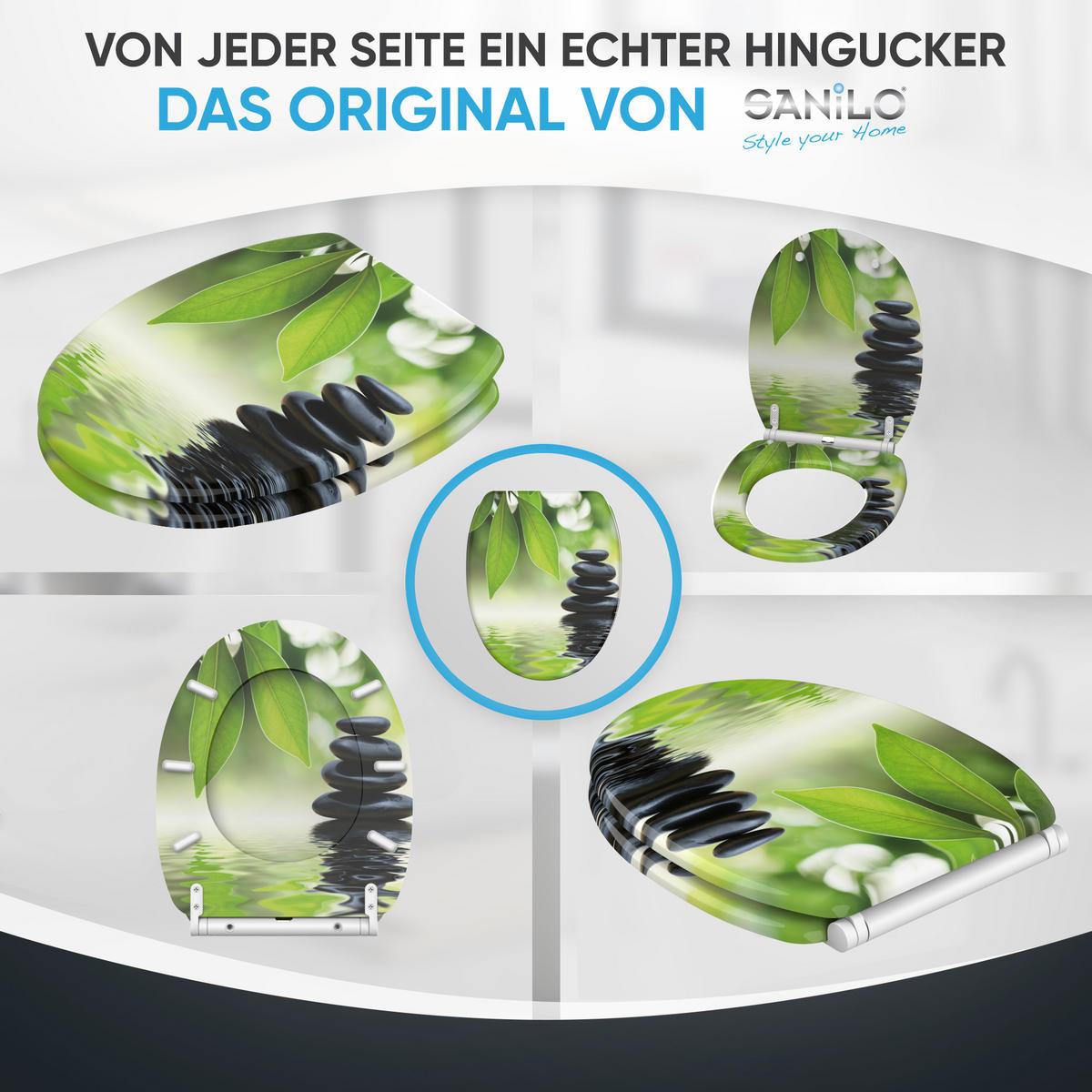 WC-SITZ mit Absenkautomatik & Top Fix Harmony - Grün, Holzwerkstoff (37.7/5.5/48cm) - Sanilo