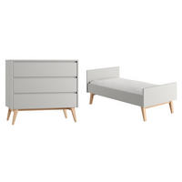 POKOJ PRO MIMINKO 2DÍLNÝ Swing Šedá a dřevo - šedá, kompozitní dřevo (144/89/76cm) - Petits-meubles