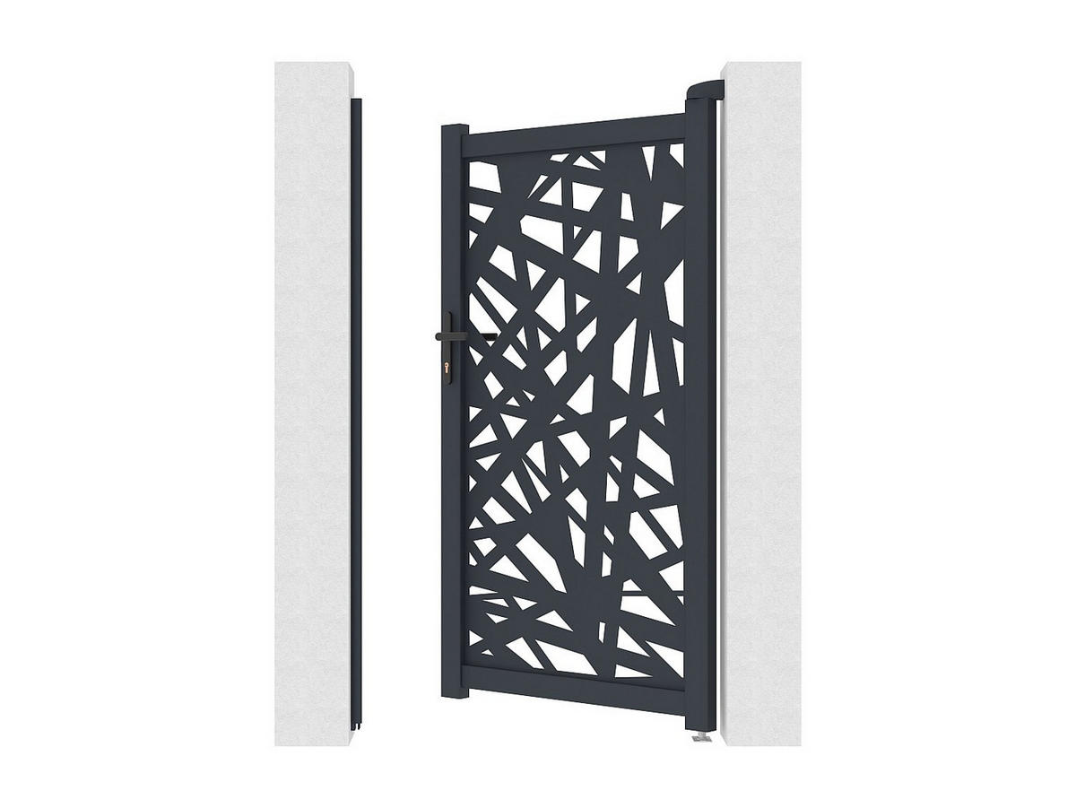 EINGANGSTOR - 103 cm x 4.6 cm - metall - anthrazitgrau Natafo - Anthrazit, Metall (103/176cm) - Vente-Unique