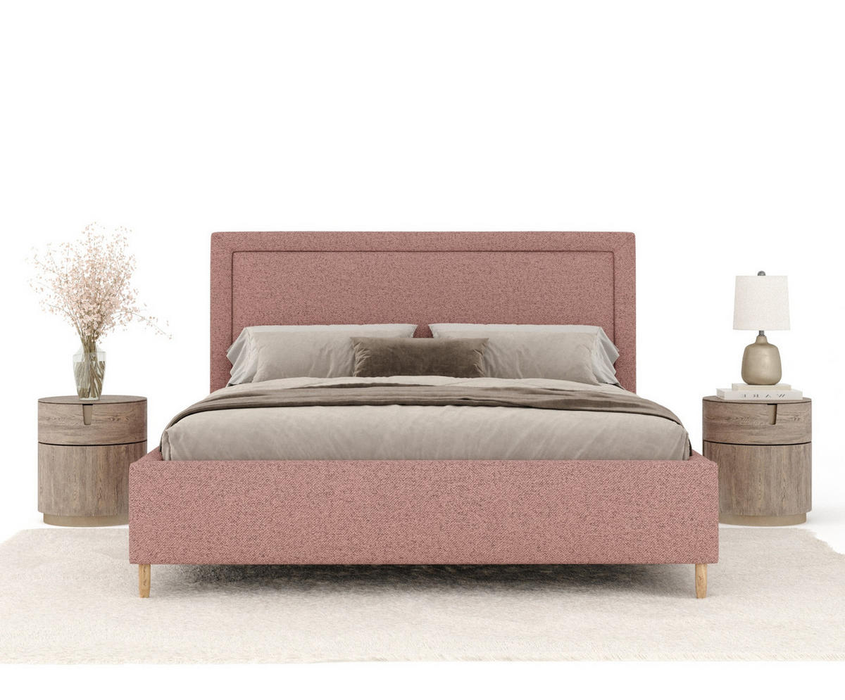 POLSTERBETT Ordina Rosa 160/200 cm im Webstoff - Pink/Naturfarben, Holz/Holzwerkstoff (160/200cm) - Maison de Reve