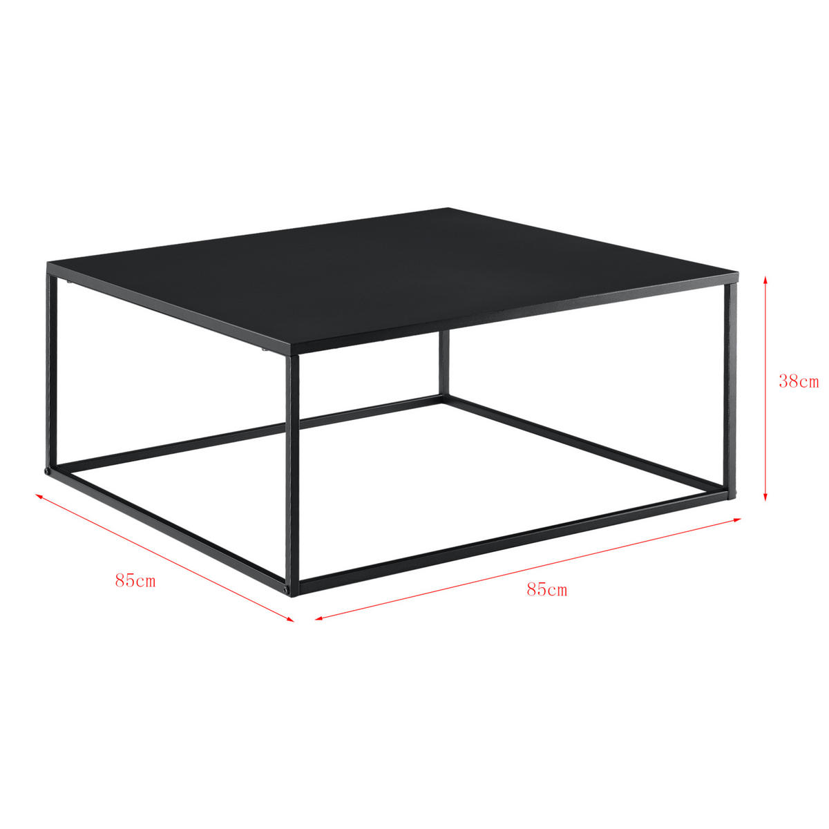 COUCHTISCH Lebus 85/85/38 - Schwarz, Metall (85/85/38cm) - [en.casa]