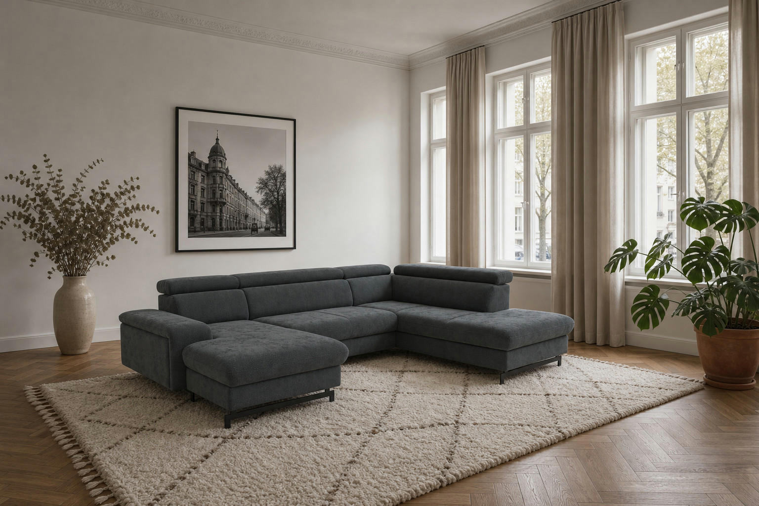 foamnova Wohnlandschaft Anthrazit 328x81x215 cm