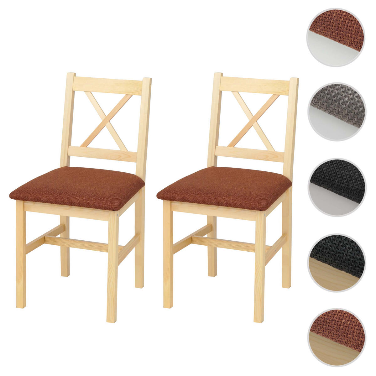 ESSZIMMERSTUHL Braun, Orange 2er-Set - Orange/Braun, Holz (43/85/44cm) - MCW